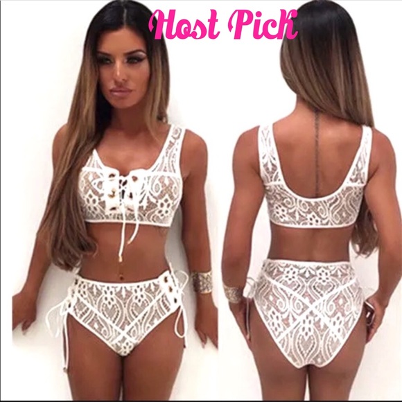 Boutique Other - SALE🏝Lace Up White High Waisted Bikini- New